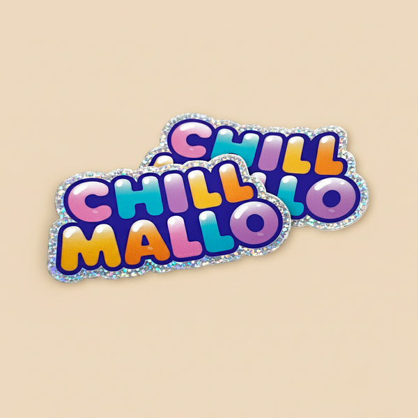 Chill Mallo Logo Sticker - Glitter